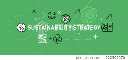 Sustainability Strategy conceptual eco environment new technology planning nature power energy optimization sustainable development design icon outline set collection 122506070