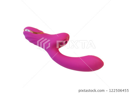 Pink vibrator sex toy isolated on white background 122506455