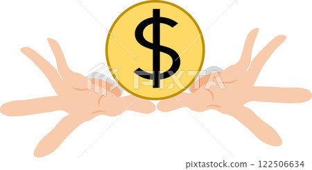 Graphic material illustration of holding money in hand Graphic material illustration of holding money in hand 122506634