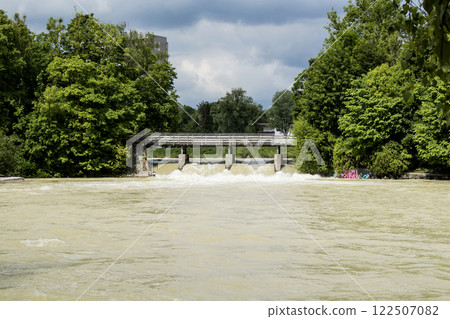 Isar river hike in Munich, Munich Way of St. James, Bavaria, Germany Isar river hike in Munich, Munich Way of St. James, Bavaria, Germany 122507082
