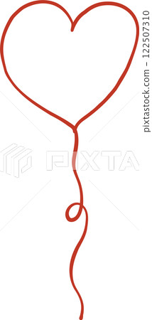 Cute Heart Balloon with bow Doodle Outline 122507310
