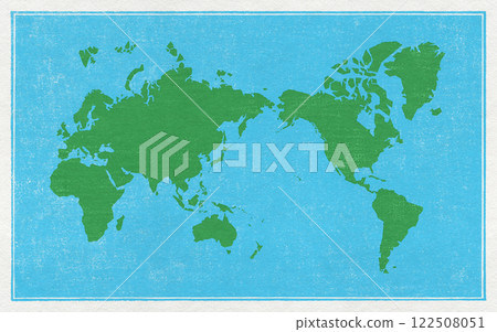 A retro world map drawn in the style of a hand-printed woodblock print. A retro world map drawn in the style of a hand-printed woodblock print. 122508051