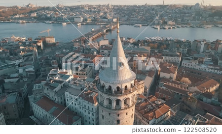 Aerial View of Istanbul's Galata Tower Aerial View of Istanbul's Galata Tower 122508520