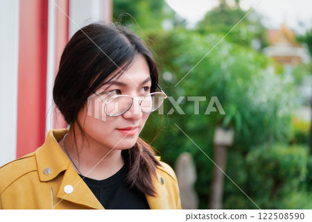 Woman (LGBTQ) posing outdoor fashion style 122508590