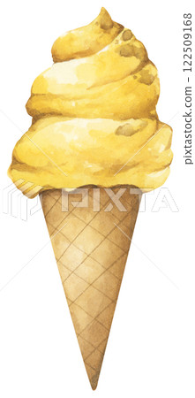 Ice Cream Handpainted Watercolor Design with Fruity and Creamy Flavors Ice Cream Handpainted Watercolor Design with Fruity and Creamy Flavors 122509168