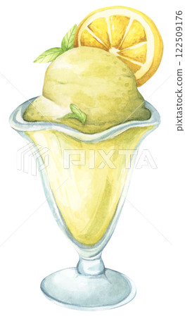 Ice Cream Handpainted Watercolor Design with Fruity and Creamy Flavors 122509176