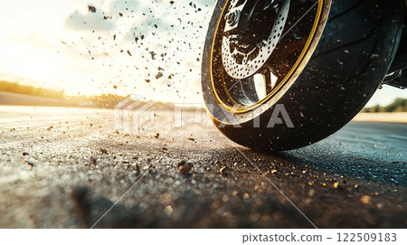 一輛快速摩托車的後視圖 一輛快速摩托車的後視圖 122509183