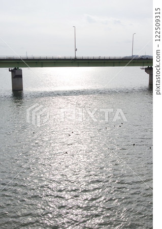 Scenery of Kasumi Bridge and Takahashi River 122509315