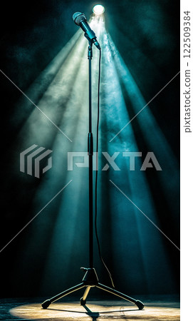 麥克風支架上的舞台和聚光燈 122509384