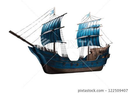 Indigo junk ship on transparency background PNG   122509407