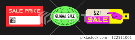 Set of Sale Stickers Retro Design 122511001