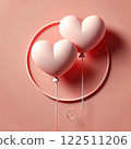 Two floating pink balloons representing love 122511206