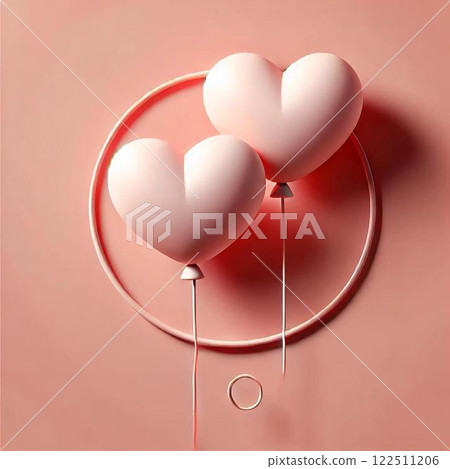 兩個漂浮的粉紅色氣球代表愛情 兩個漂浮的粉紅色氣球代表愛情 122511206