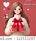 Cute girl preparing and giving a Valentine's Day present 122511207