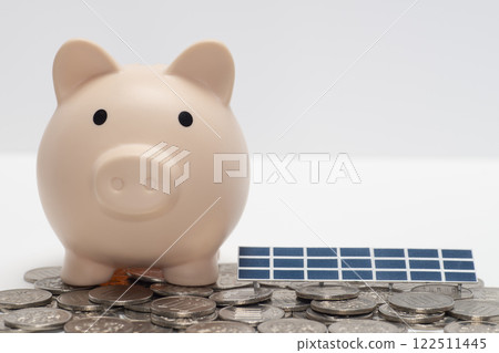 Solar panel, savings and coins 122511445