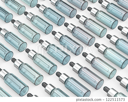 Multiple rows of glass dropper bottles 122511573