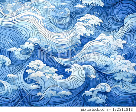 Beautiful blue wave background illustration material Beautiful blue wave background illustration material 122511818