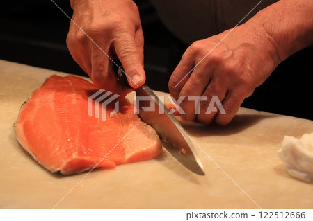 Preparing the Salmon Half 122512666