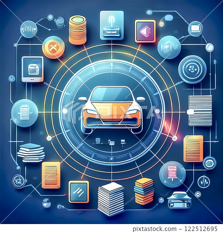 Digital society and smart car image material 122512695