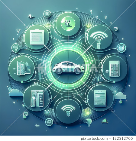 Digital society and smart car image material 122512700