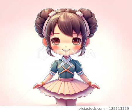 Chibi 角色：芭蕾舞女孩形像素材，上身 122513339