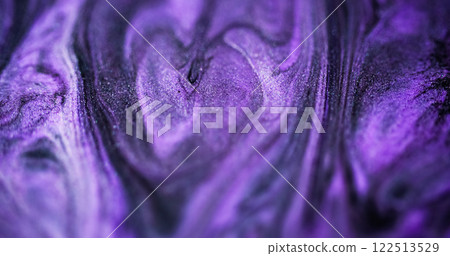 Fluid gradient. Shimmering liquid. Blur purple blue black color sparkling texture ink splash wave swirl abstract art background. 122513529