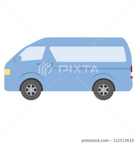 Car: A simple minivan facing sideways in light blue, blue, and cool colors 122513619