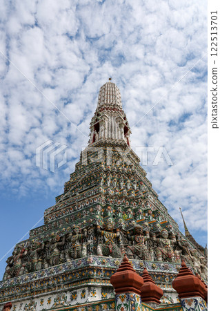 Pagoda in Wat Arun temple is temple landmark near Chao Phraya river at Bangkok Thailand Pagoda in Wat Arun temple is temple landmark near Chao Phraya river at Bangkok Thailand 122513701