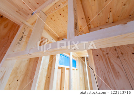 Structure of a wooden two-story house 122513716