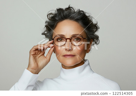 Stylish Senior Woman with Glasses 122514305