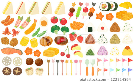 Bento side dish illustration set vector material Bento side dish illustration set vector material 122514594