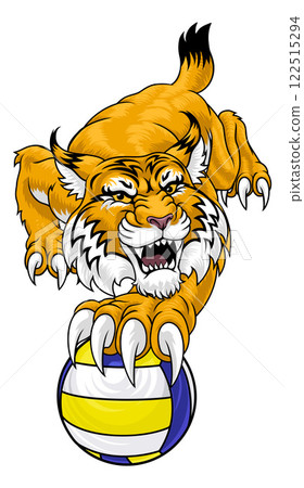 Wildcat Bobcat Lynx Volleyball Team Mascot Design 122515294