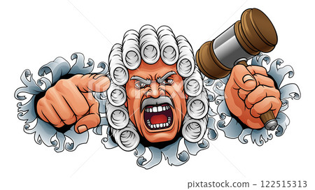 Angry Judge Hammer Gavel Cartoon Character 122515313