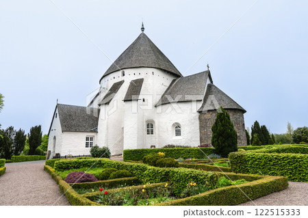 White round Osterlars church on the island of Bornholm, Denmark. White round Osterlars church on the island of Bornholm, Denmark. 122515333