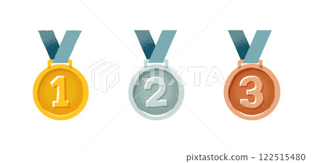 金牌、銀牌和銅牌手繪插畫集 122515480