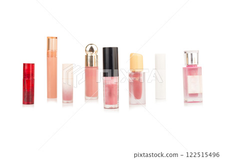 Cosmetic bottles lipstick isolated on white background Cosmetic bottles lipstick isolated on white background 122515496