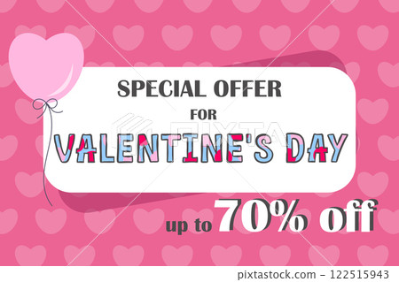 Valentine's day sale template. Colorful discount offer design for poster, flyer, brochure, banner. Valentine's day sale template. Colorful discount offer design for poster, flyer, brochure, banner. 122515943