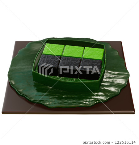Thai Dessert , black coconut sweet pudding On transparent background , 3D Rendering 122516114
