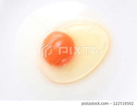 白色背景下從正上方拍攝的生雞蛋 白色背景下從正上方拍攝的生雞蛋 122516502