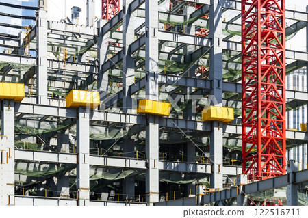 Close-up of steel structures for building construction. 122516711