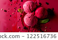 mix of ice cream scoops of red and pink 122516736
