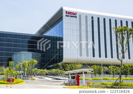Building view of the TSMC Global R and D Center in Hsinchu Science Park, Taiwan, is the world's largest dedicated independent semiconductor foundry. 122516826