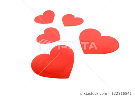 Red heart made of shiny colored paper isolated on white background. Red heart made of shiny colored paper isolated on white background. 122516841