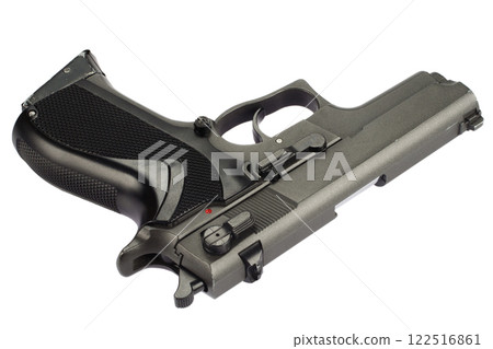 semi automatic handgun on white 122516861