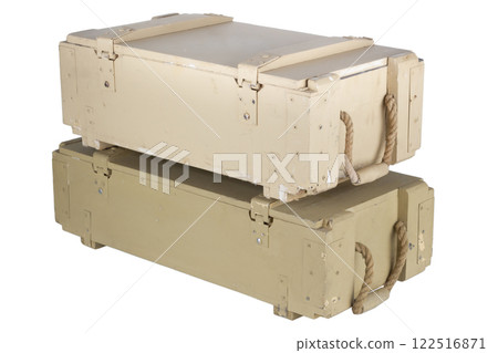 Army ammunition yellow colored crate. Army ammunition yellow colored crate. 122516871