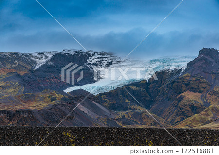 A glacier on the edge of Vatnajokull Glacier National Park in Iceland. A glacier on the edge of Vatnajokull Glacier National Park in Iceland. 122516881