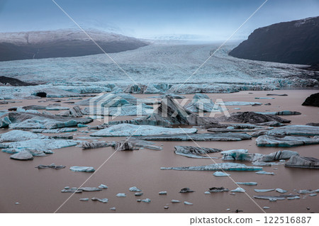 A glacial lake in Svinafellsjokull National Park in the east of Iceland. A glacial lake in Svinafellsjokull National Park in the east of Iceland. 122516887