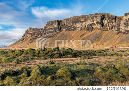 Landscape around Orustuholl (Battle Hill) in Iceland. 122516898