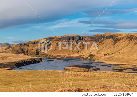 Landscape around Kirkjubaejarklaustur in southern Iceland. 122516904