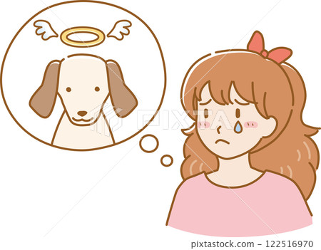 一名女孩因失去寵物狗而悲痛不已 122516970